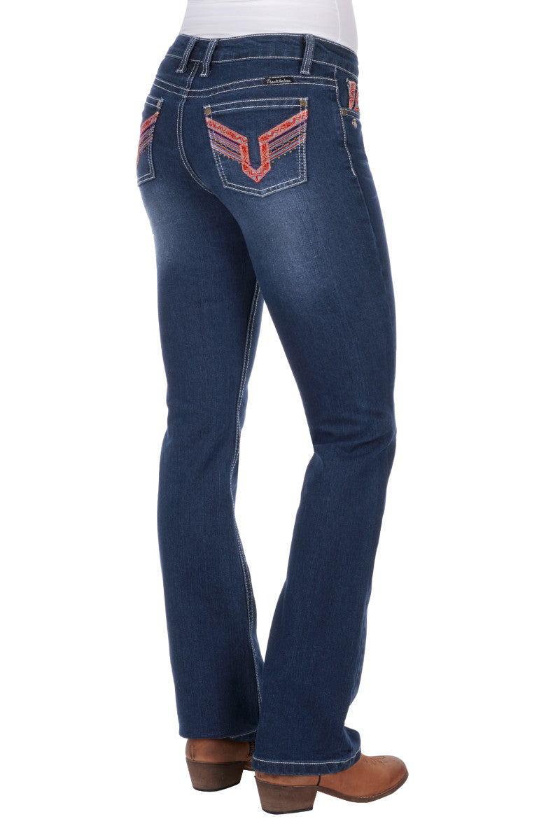 PURE WESTERN WMNS AZTEC BOOT CUT JEAN 34' LEG