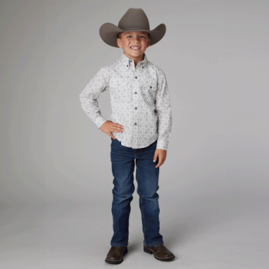 Roper Boys Amarillo Collection Long Sleeve Print Grey 03-030-0325-4028