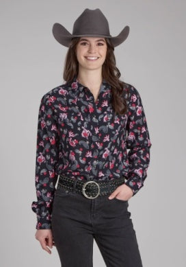 Roper Ladies Five Star Collection Long Sleeve Shirt Print Black 03-050-0590-0187