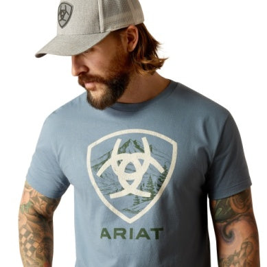 Ariat Mens Rocky Peaks Short Sleeve Tee Light Denim