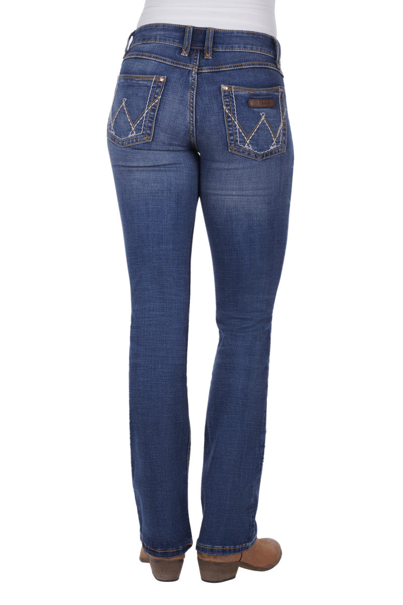 WRANGLER WMNS P/PATCH MIDRISE JEAN Retro Mae Indigo