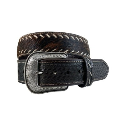 Roper Mens Belt 1.1/2" Hair On Hide With Lacing Brown