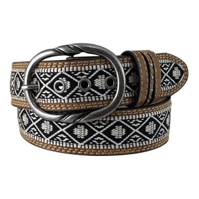 Roper Women's Belt 1.1/2" Aztec Pattern Genuine Leather Tan