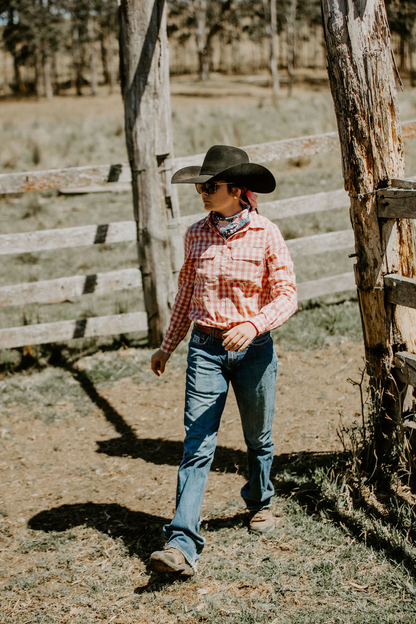 Black Colt Clothing Pink Gingham Work Shirt