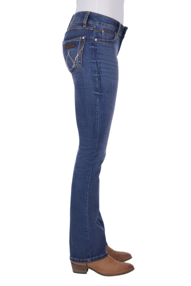 WRANGLER WMNS P/PATCH MIDRISE JEAN Retro Mae Indigo