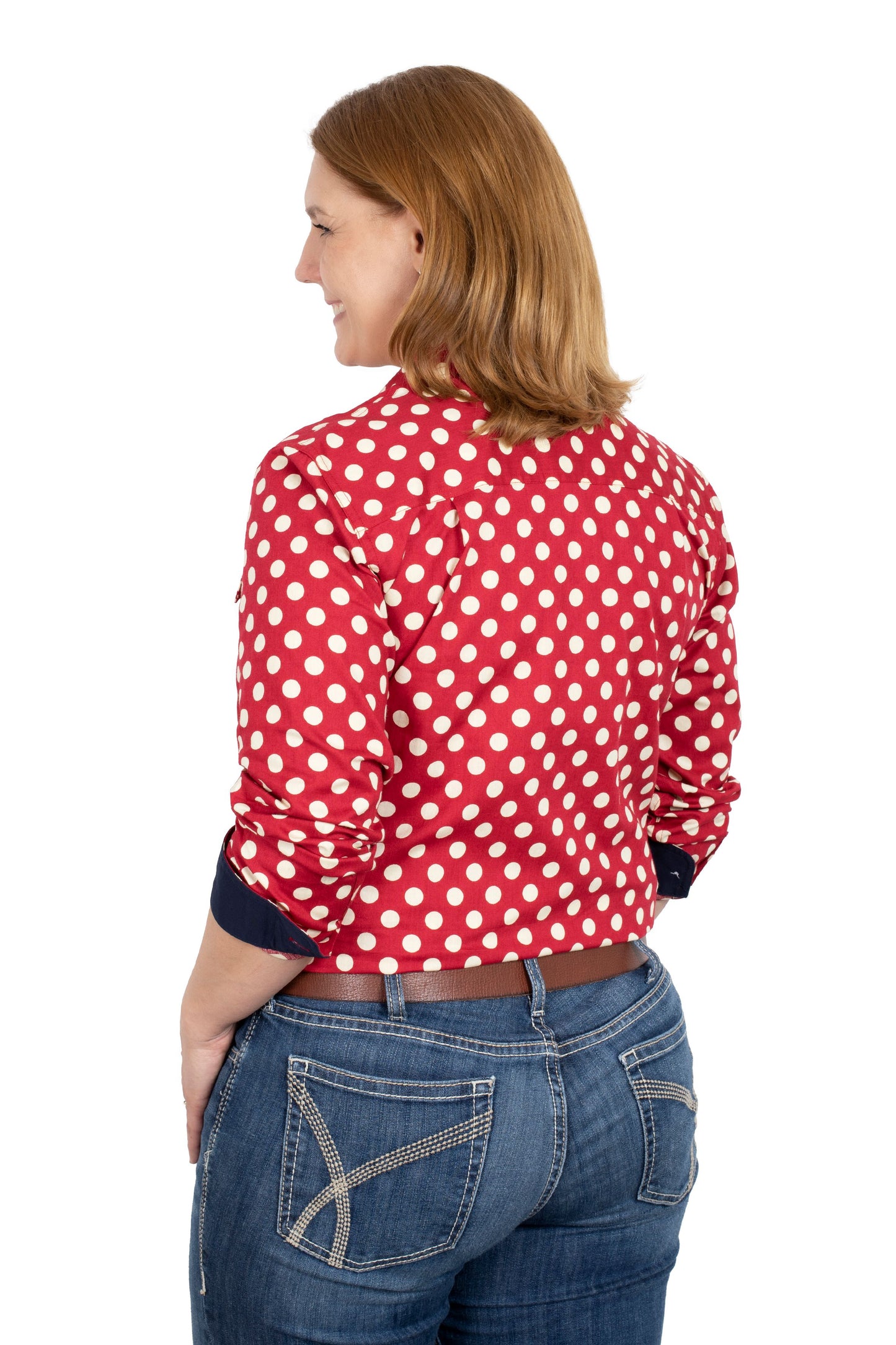 JUST COUNTRY WOMENS ABBEY FULL BUTTON CRIMSON SPOTS