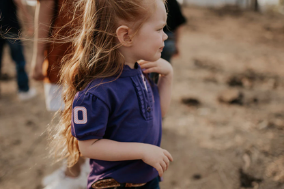 Little Windmill Clothing Co. Girls "Jodi Jnr" Purple Gingham Riffle Contrast Polo