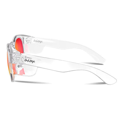 SafeStyle Cruisers Clear Frame Mirror Red Polarised Lens