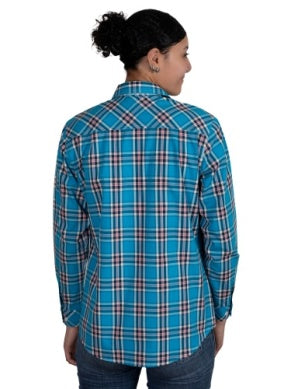 Just Country Womens Abbey Full Button Blue Jewel Plaid Work Shirt