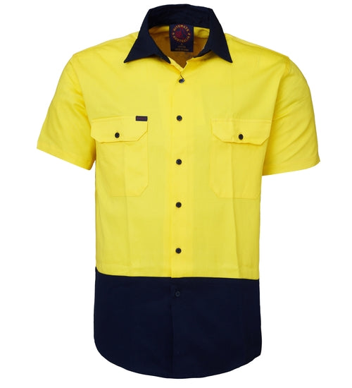 Ritemate 2 Tone Open Front Short Sleeve Shirt RM1050s