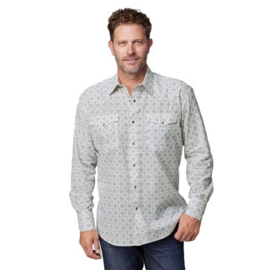 Roper Mens Amarillo Collection Long Sleeve Shirt Grey Print 03-001-0225-4028