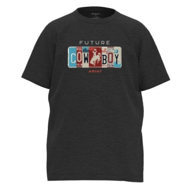 Ariat Boys License Plate cowboy T-shirt Charcoal Heather