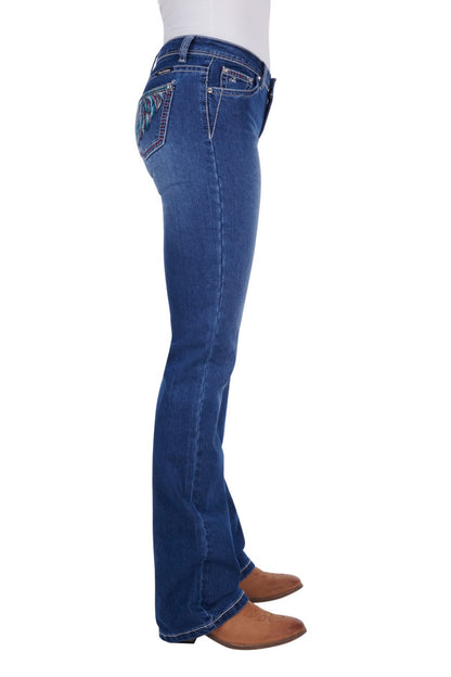 PURE WESTERN WMNS SKYLAR RELAXED RIDER JEAN 36 LEG