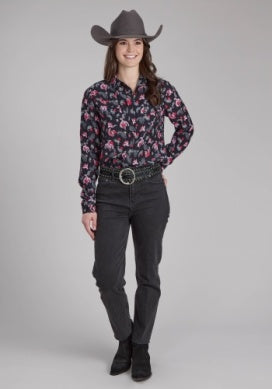 Roper Ladies Five Star Collection Long Sleeve Shirt Print Black 03-050-0590-0187