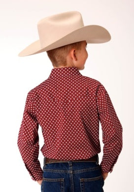 ROPER BOYS AMARILLO LS SHIRT WINE