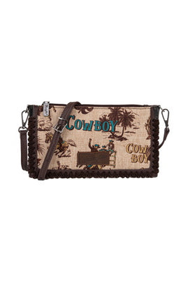 Wrangler South Western Printed Crossbody Clutch Bag - Natural