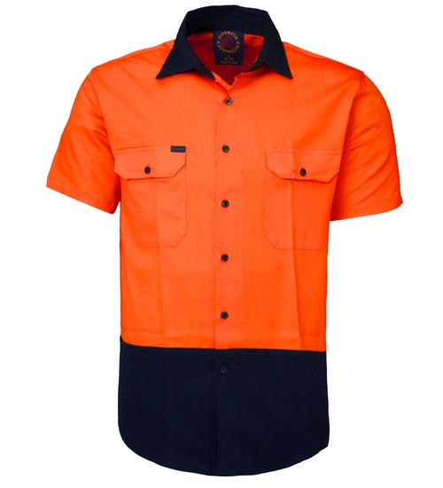 Ritemate 2 Tone Open Front Short Sleeve Shirt RM1050s