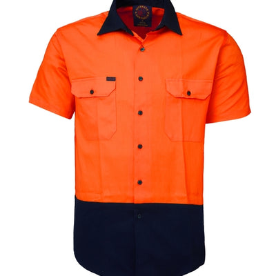 Ritemate 2 Tone Open Front Short Sleeve Shirt RM1050s