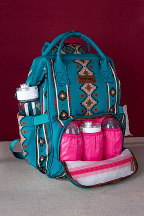 Wrangler South Western Backpack Baby Bag - Turquoise