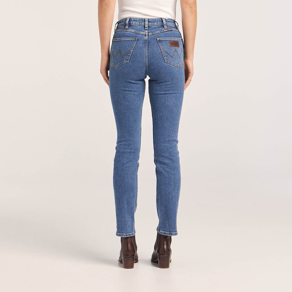 WRANGLER WMNS MID WAIST STRAIGHT JEAN MID STONE