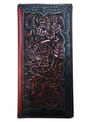 ROPER WALLET RODEO TOOLED LEATHER DARK BROWN