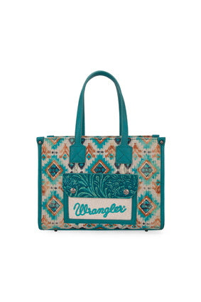 Wrangler Aztec Crossbody Tote Bag - Turquoise