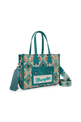 Wrangler Aztec Crossbody Tote Bag - Turquoise