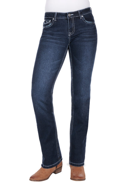 PURE WESTERN WMNS GERALDINE STRAIGHT LEG JEAN 32"