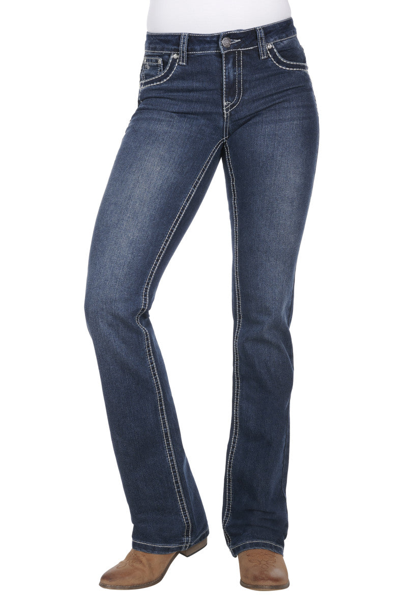 PURE WESTERN WMNS DAKOTA RELAXED RIDER JEAN 36 LEG