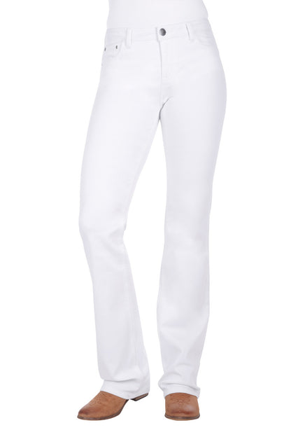 PURE WESTERN WMNS RIDING BOOT CUT JEAN WHITE