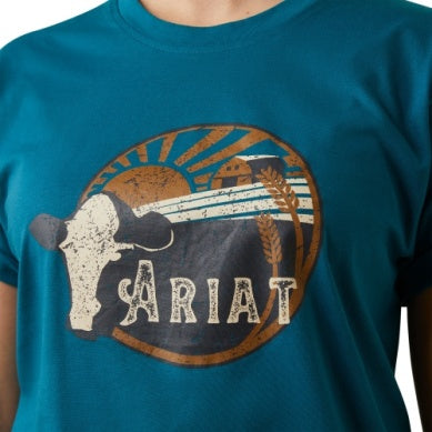 Ariat Womens Heartland Short Sleeve Tee Deep Lagoon