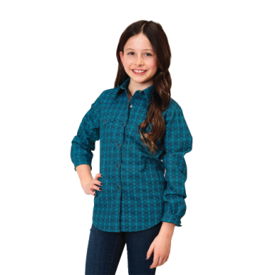 Roper Girls West Made Collection Long Sleeve Shirt Print Green