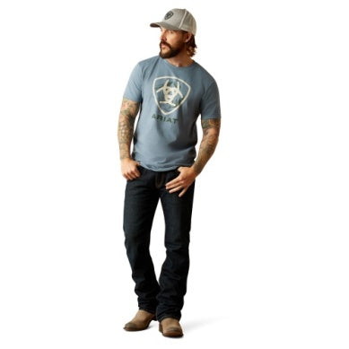 Ariat Mens Rocky Peaks Short Sleeve Tee Light Denim