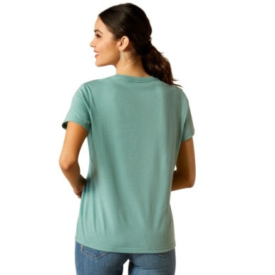 Ariat Womens Garden Boot Short Sleeve Tee Ocean Blue Heather