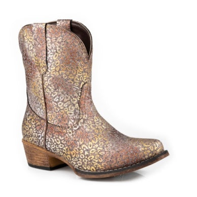 Roper Womens Ingrid Gold Leopard Glitter Boot