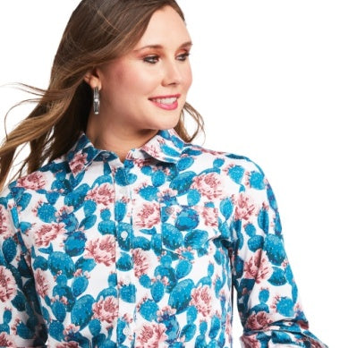 ARIAT WMNS KIRBY STRETCH L/S SHIRT HIBISCUS CACTUS