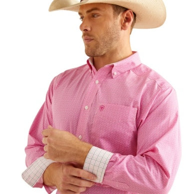 Ariat Mens Wrinkle Free Oden Classic Fit Long Sleeve Shirt Rose Violet