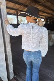 Black Colt Clothing Brooke White lace Long Sleeve Shirt