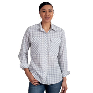 Just Country Women Abbey Full Button Work Shirt Grey Check