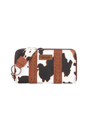 Wrangler South Western Cow print Large Wallet - Dark Tan