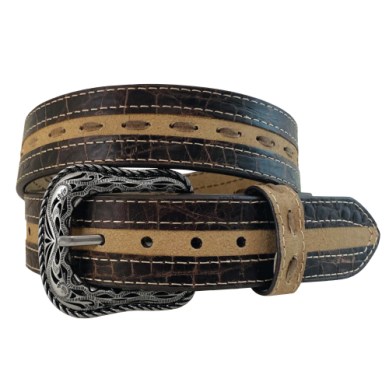 Roper Mens Belt 1.1/2" Roughout Leather Brown