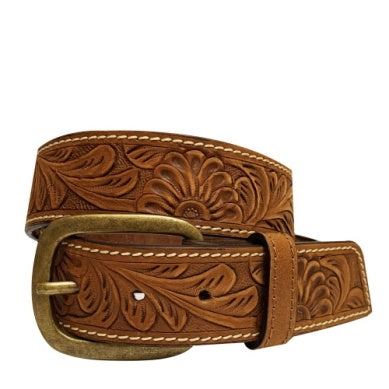 Roper Womens 1.1/2" Genuine Hand Tooled Leather Belt Brown