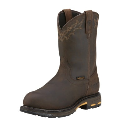 Ariat Mens Workhog Pull on Composite Toe Oily Distressed Brown