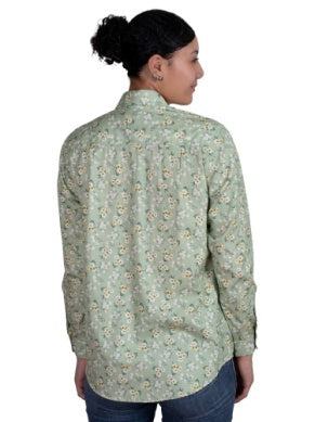 Just Country Womens Abbey Full Button print Workshirt Sage Moonflower