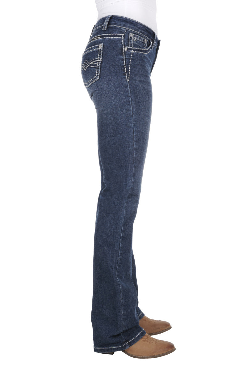 PURE WESTERN WMNS DAKOTA RELAXED RIDER JEAN 36 LEG