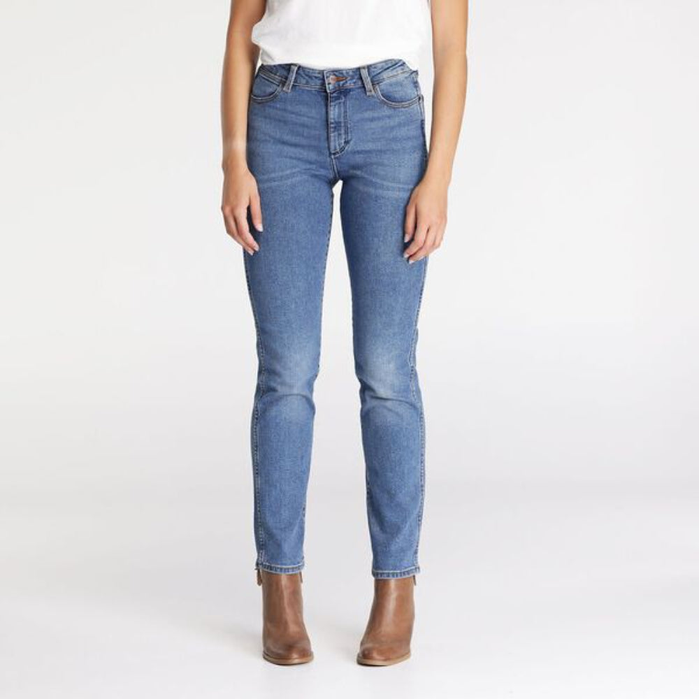 WRANGLER WMNS MID WAIST STRAIGHT JEAN MID STONE