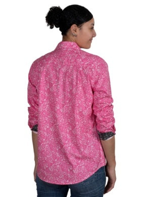 Just Country Womens Georgie Half Button Workshirt Hot Pink Paisley