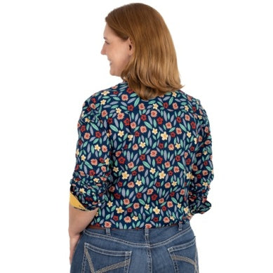 JUST COUNTRY ABBEY FULL BUTTON NAVY AUTUMN LEAVES