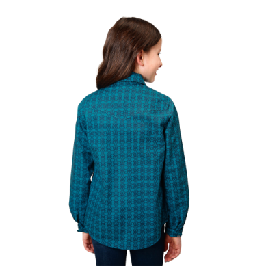 Roper Girls West Made Collection Long Sleeve Shirt Print Green