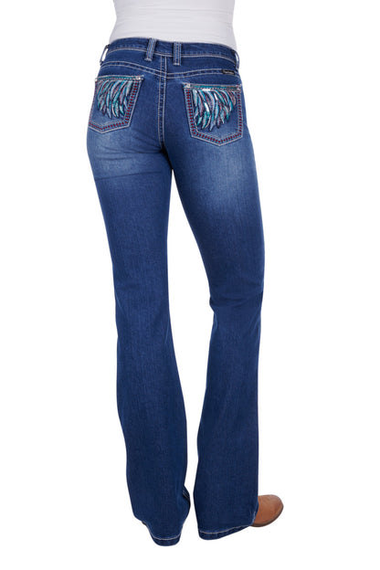 PURE WESTERN WMNS SKYLAR RELAXED RIDER JEAN 36 LEG